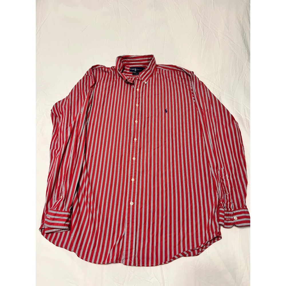 Polo Ralph Lauren Mens Short Sleeve Striped Button Down Shirt Red White Blue XL